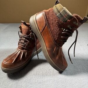 J. Barbour & Sons Mens Brown Leather Cotton Boots Lace Up 10.5